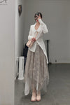 Marc le bihan long -sleeved big collar fried shirt 2611 white